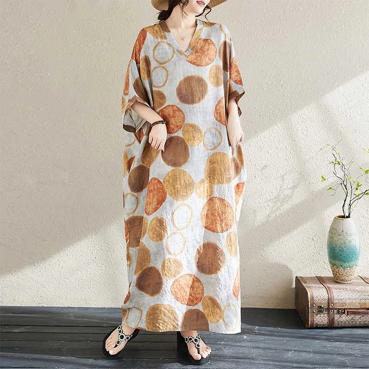 Women's Vintage Polka Dot Print Casual Dress