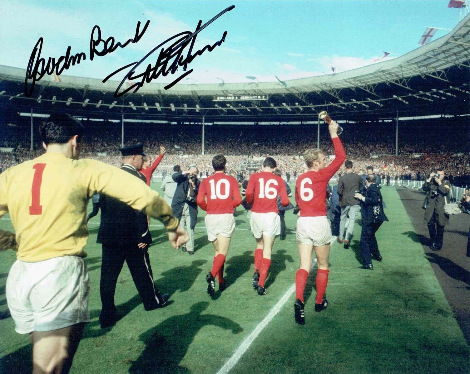 Geoff HURST & Gordon BANKS SIGNED Autograph 10x8 Photo Poster painting 1966 World Cup AFTAL COA