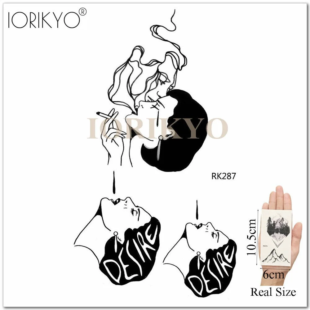 Adults Lips Old School Temporary Mouth Tattoo Women Arm Love DIY Blakc Fake Tatoos Beauty Makeup Waterproof Girls Tattoo Decals