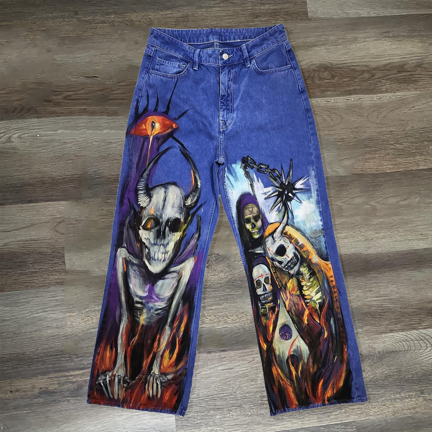Hippie Punk Skull Print Jeans