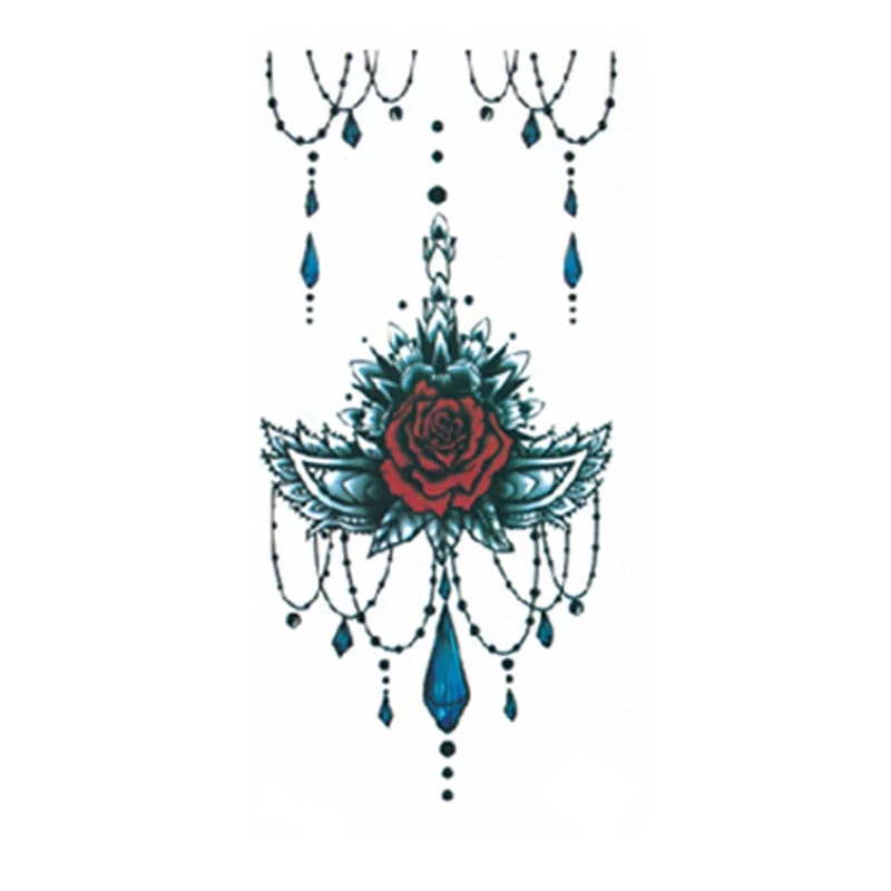 New Temporary Tatoo for Women Sexy Chest Waist Stickers Clavicle Big FakeTattoo Art Deco Beauty Scar Waterproof Tattoo Stickers