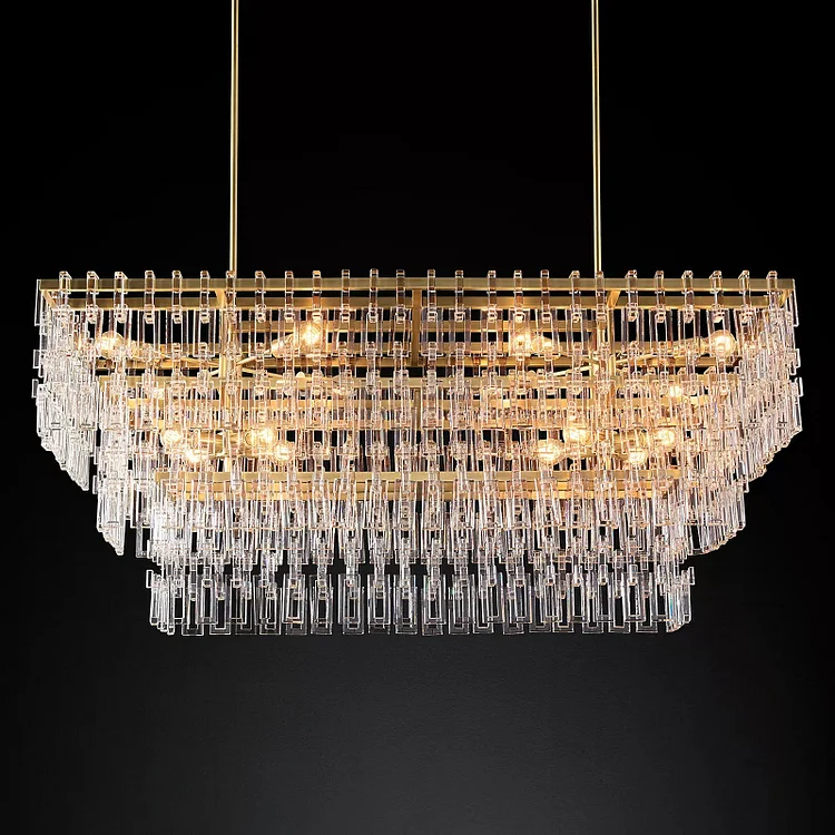 Marignan Multi-Tier Crystal Chain Rectangle Chandelier 60" 72" Vjlight