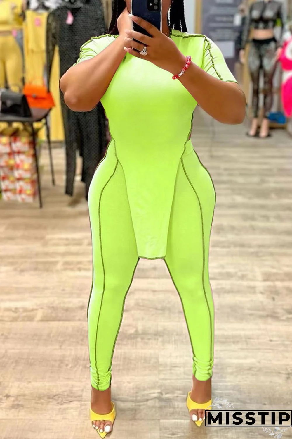 Orange Fashion Casual Solid Patchwork Asymmetrical O Neck Short Sleeve Two Pieces