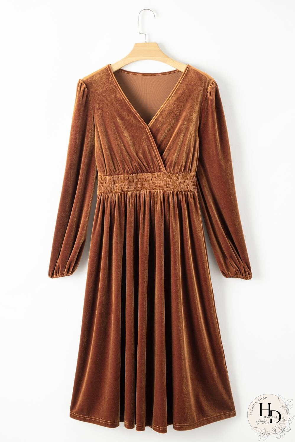 Velvet Smocked Waist Dress