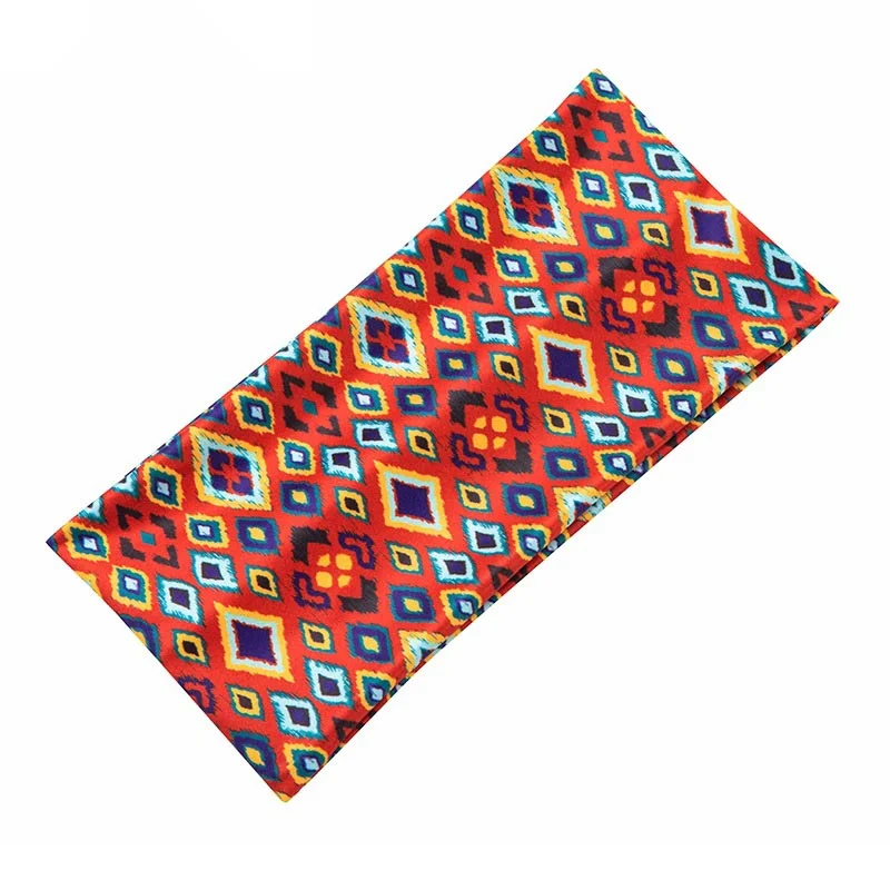 Ethnic multicolored geometric pattern elastic hairband