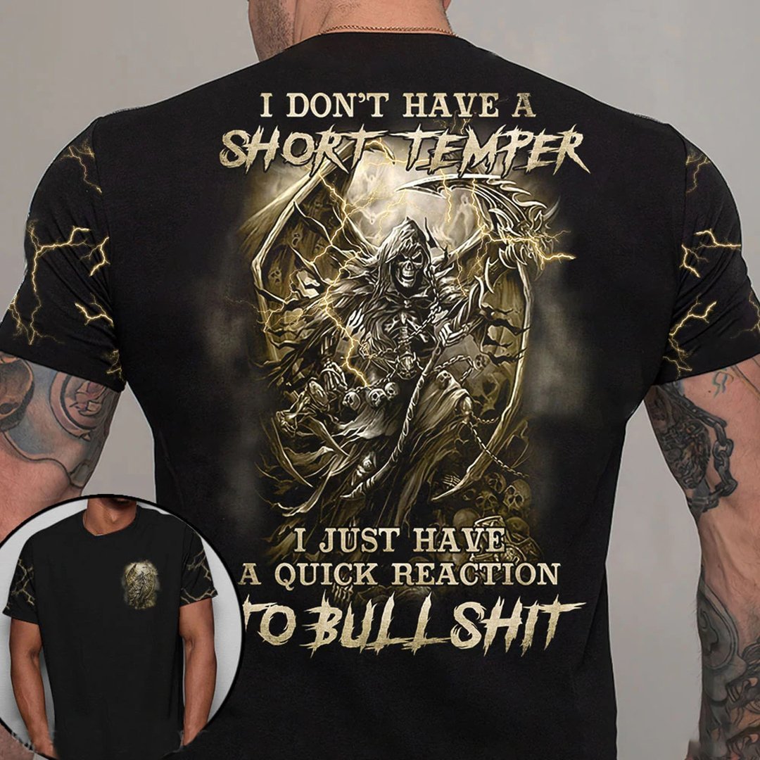 SkullStufff™ Skull Wings Thunder All Over Print Man Leisure Tee