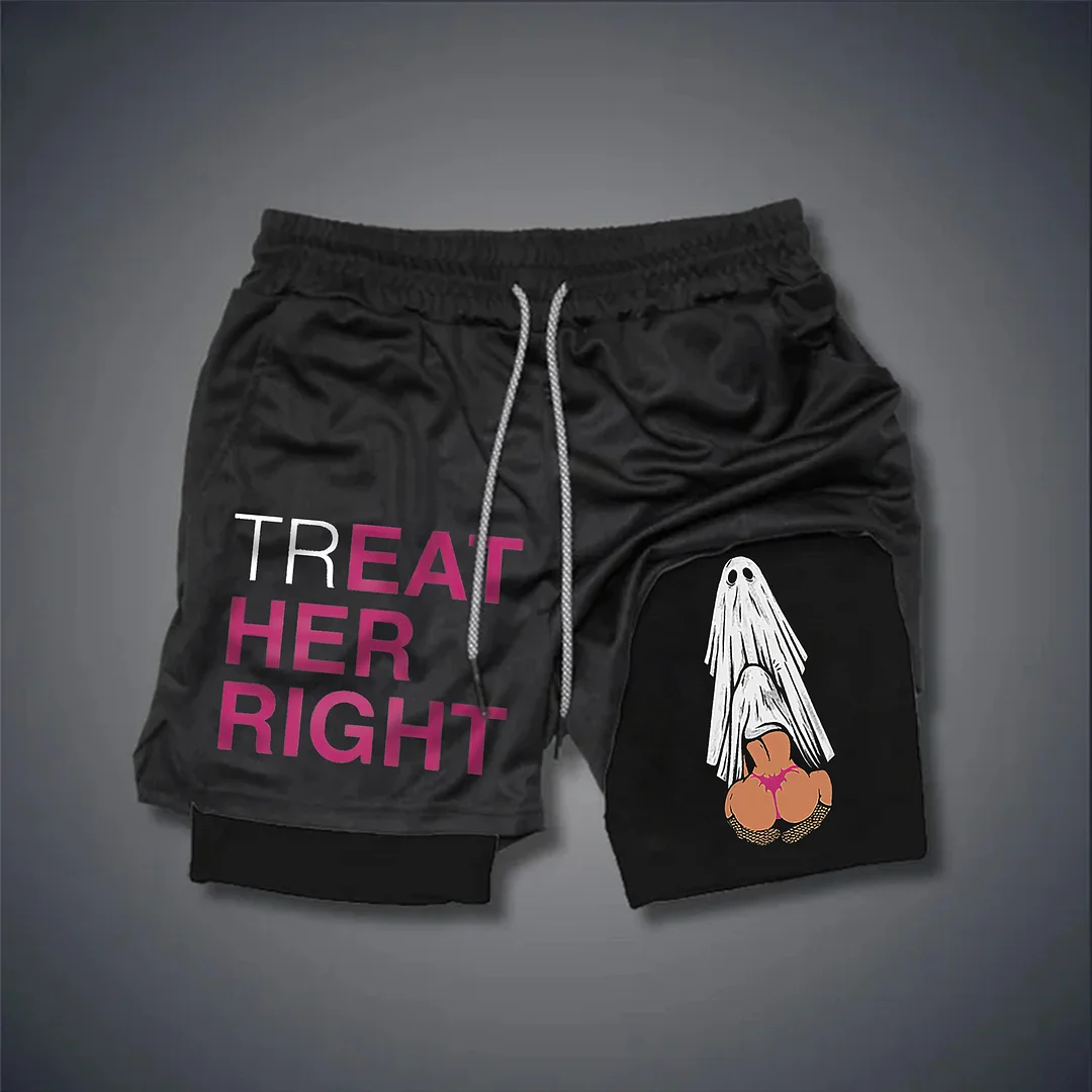 Treat Her Right Print Men's Shorts -  
