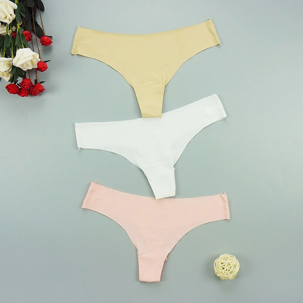 Billionm Seamless Thongs Sexy Ice Silk Panties String Woman Underwear Sports Panty Intimate Low-rise Underpants Tback