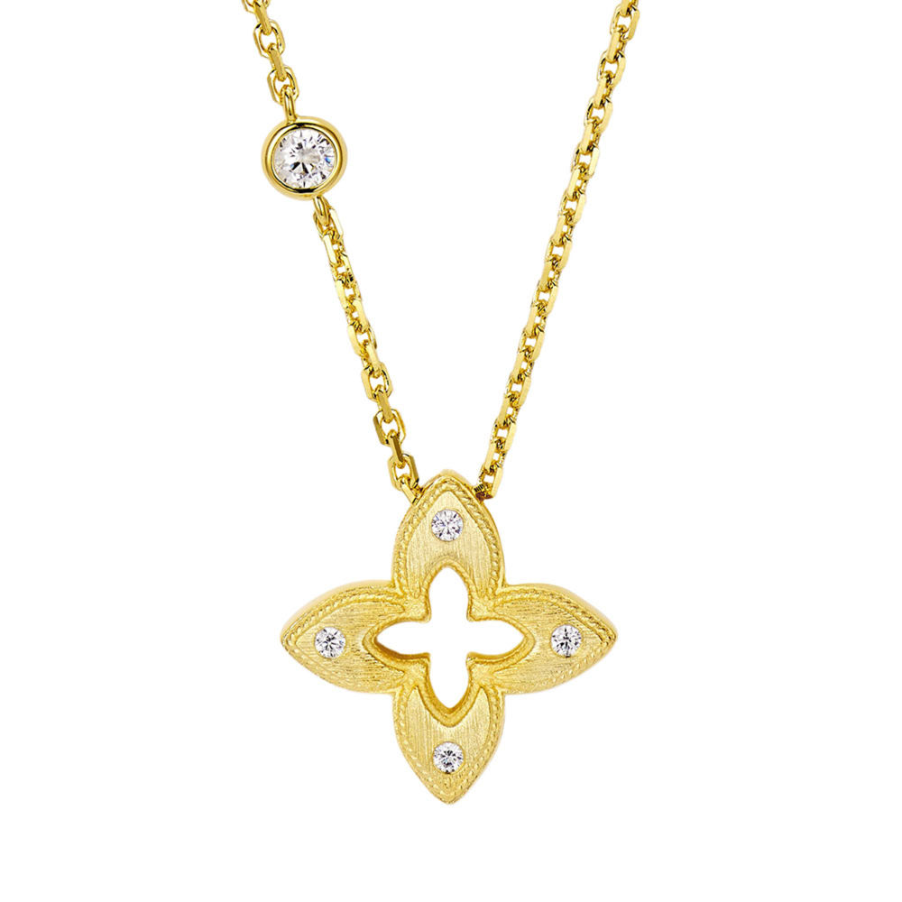 Brushed Gold Lucky Clover Pendant Necklace