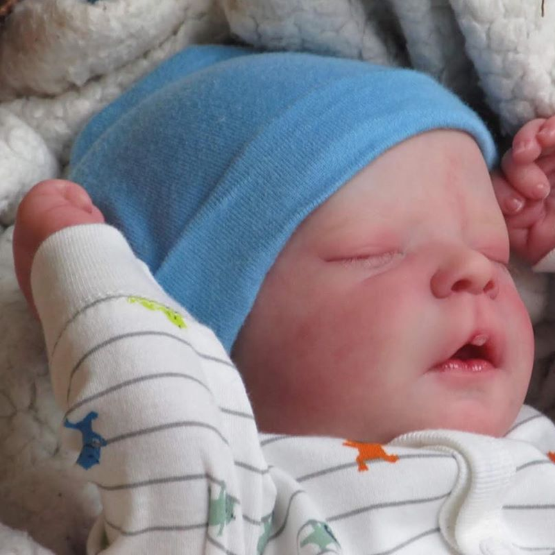 Coreborndoll 17.5" Lifelike Reborn Baby Boy Black Hair Cute Sleeping Darren