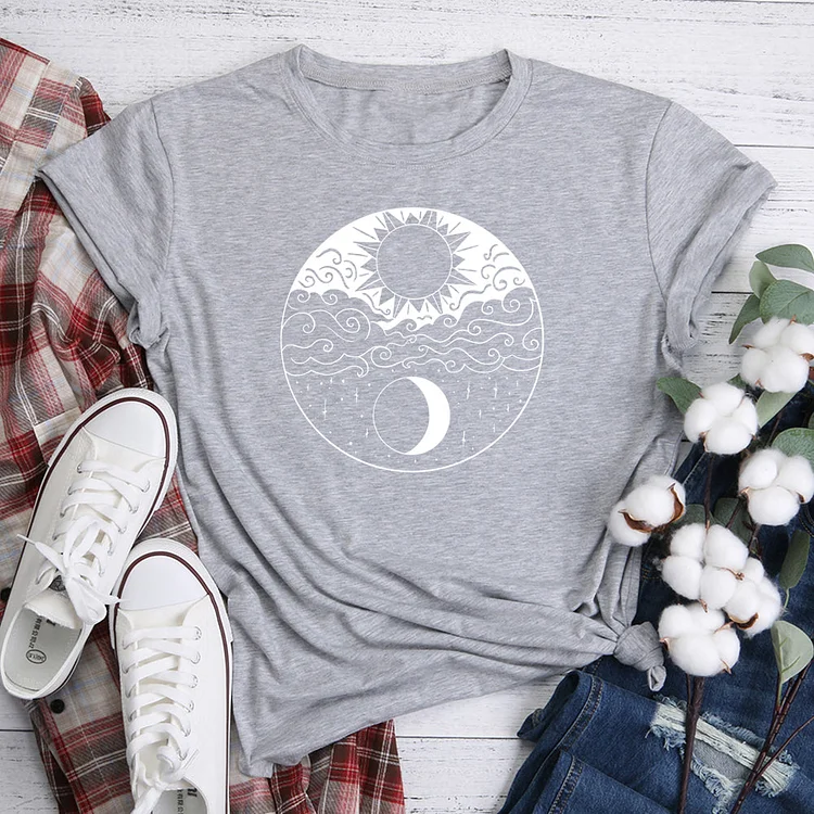 Artistic Sun and Moon T-Shirt Tee-06221