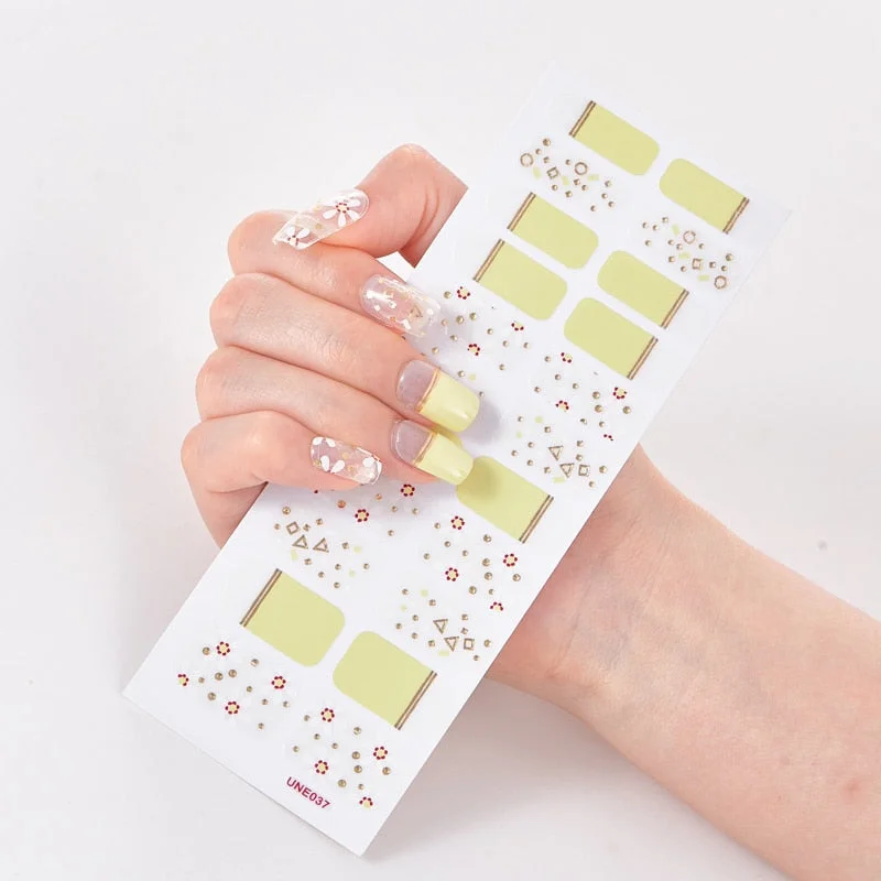 22 Tips/Sheet Solid Color And Striped Manicure Nails Art Decoration Nail Strips Full Beauty Nail Decoration Nailart Sticker