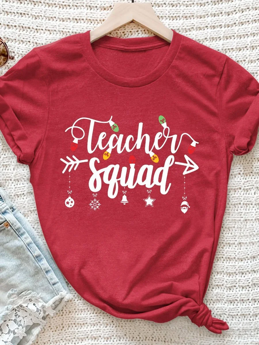 Christmas Teacher Print Short Sleeve T-shirt