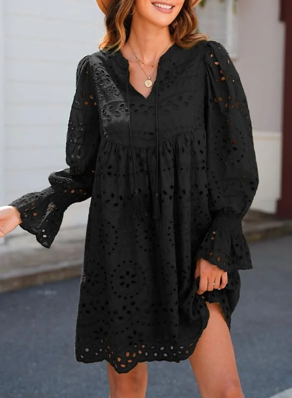 ✨2025 New Arrival- Casual Eyelet Lace Dress for Women（Buy 2 Free Shipping）