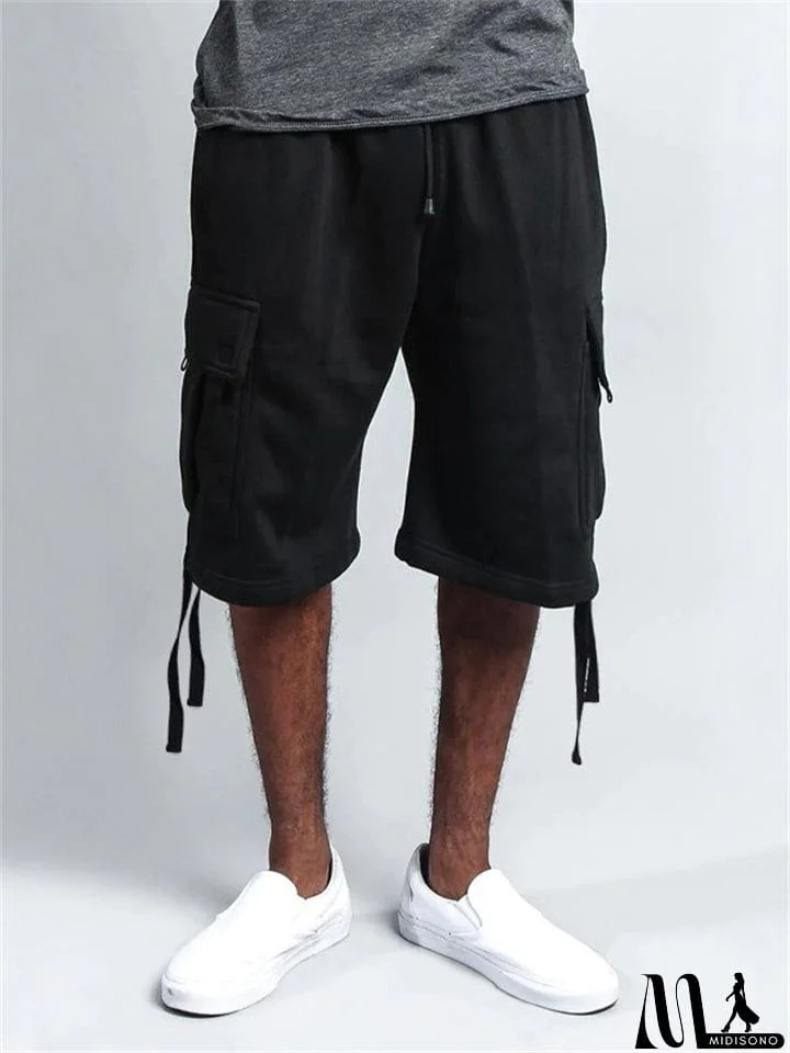 MidiSono - Men's Plus Size Relaxed Cargo Shorts with Pockets