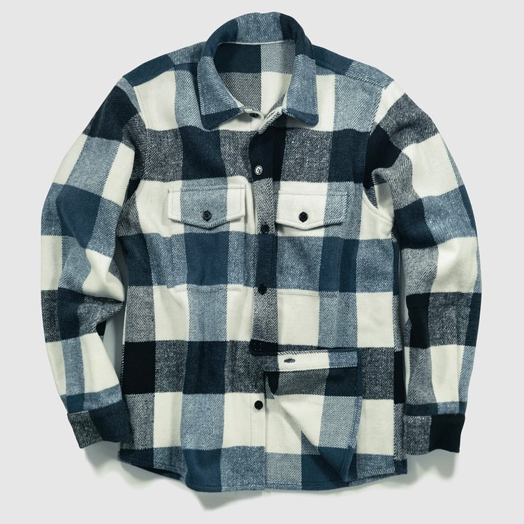 BrosWear Casual Blue And White Check Jacket