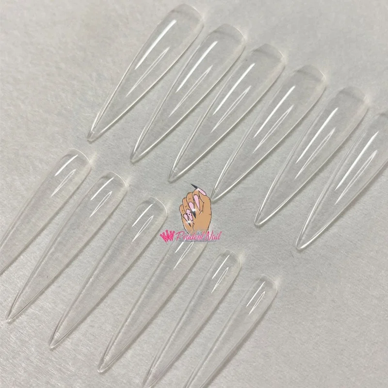 3XL Long Stiletto Full Cover False Nail Tips Sculpted Clear Press On Artificial Fake Nails Salon Manicure Supply-Nail Inspo
