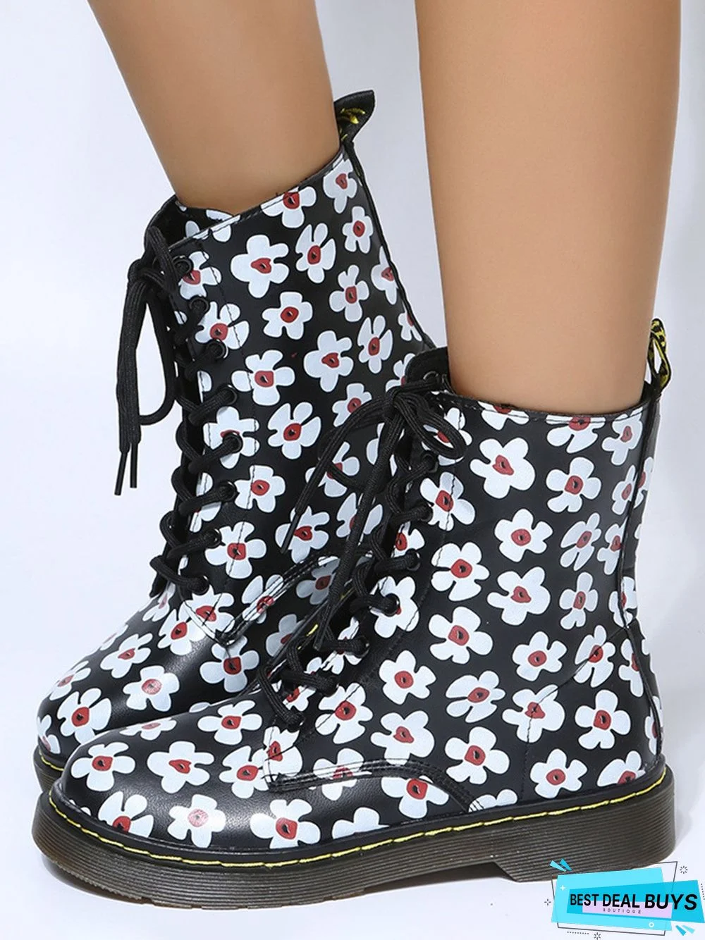 Womens's Plus Size Cat Printing Martin Boots