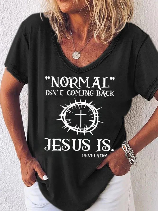 Easter Women's Letter Print V Neck Top