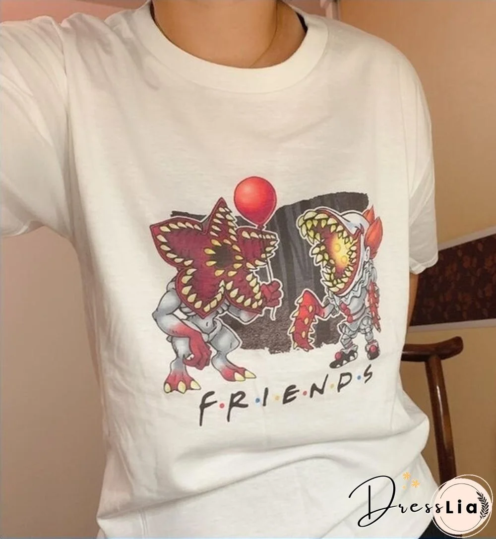 1Pcs Lion Movie Tv Show Unisex Stranger Things Pennywise Friends T-Shirt Halloween Horror Movie Tee Cute Funny Shirt Gift