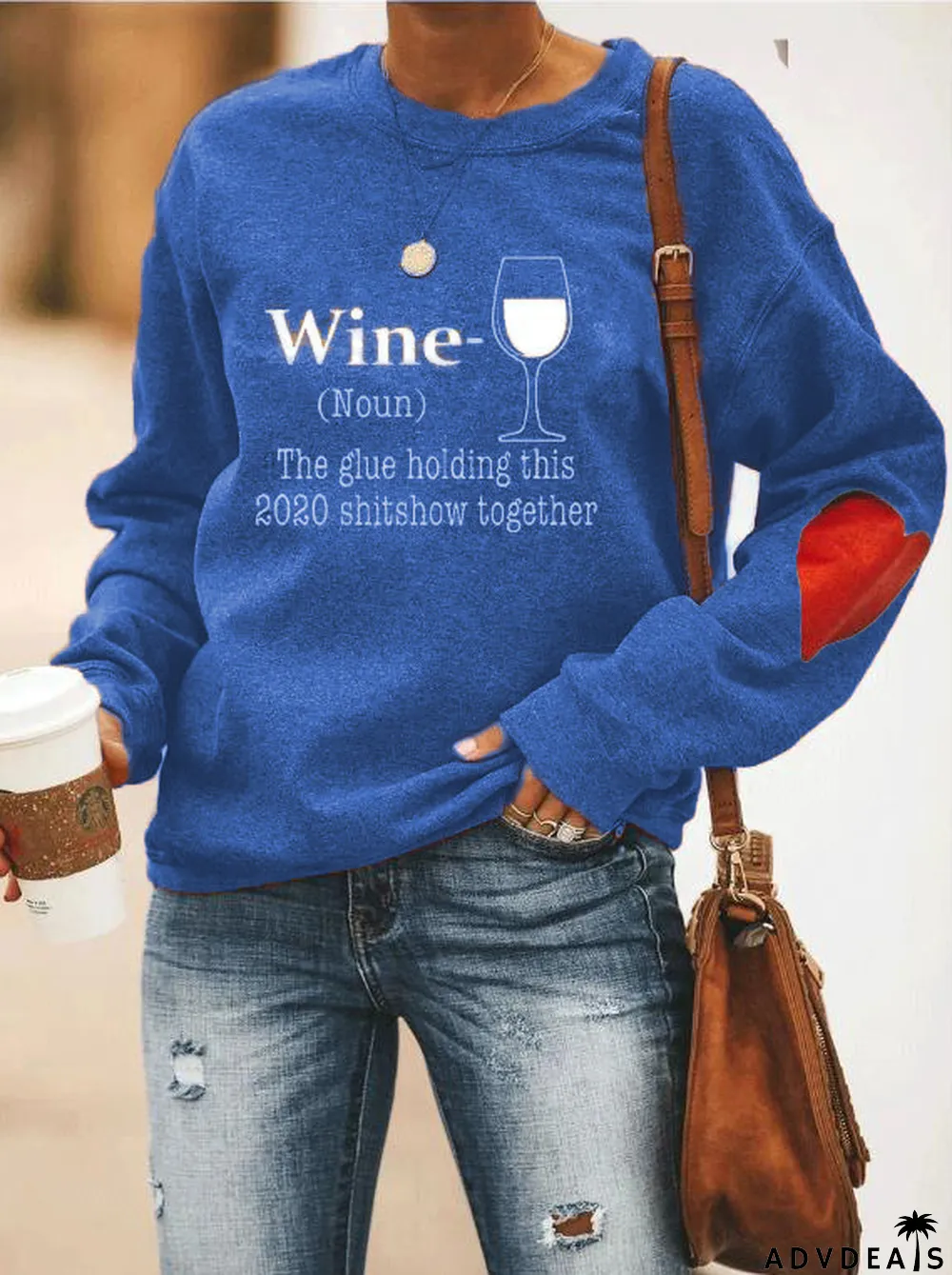 Casual Printed Fleece O Neck Sweatshirt Top