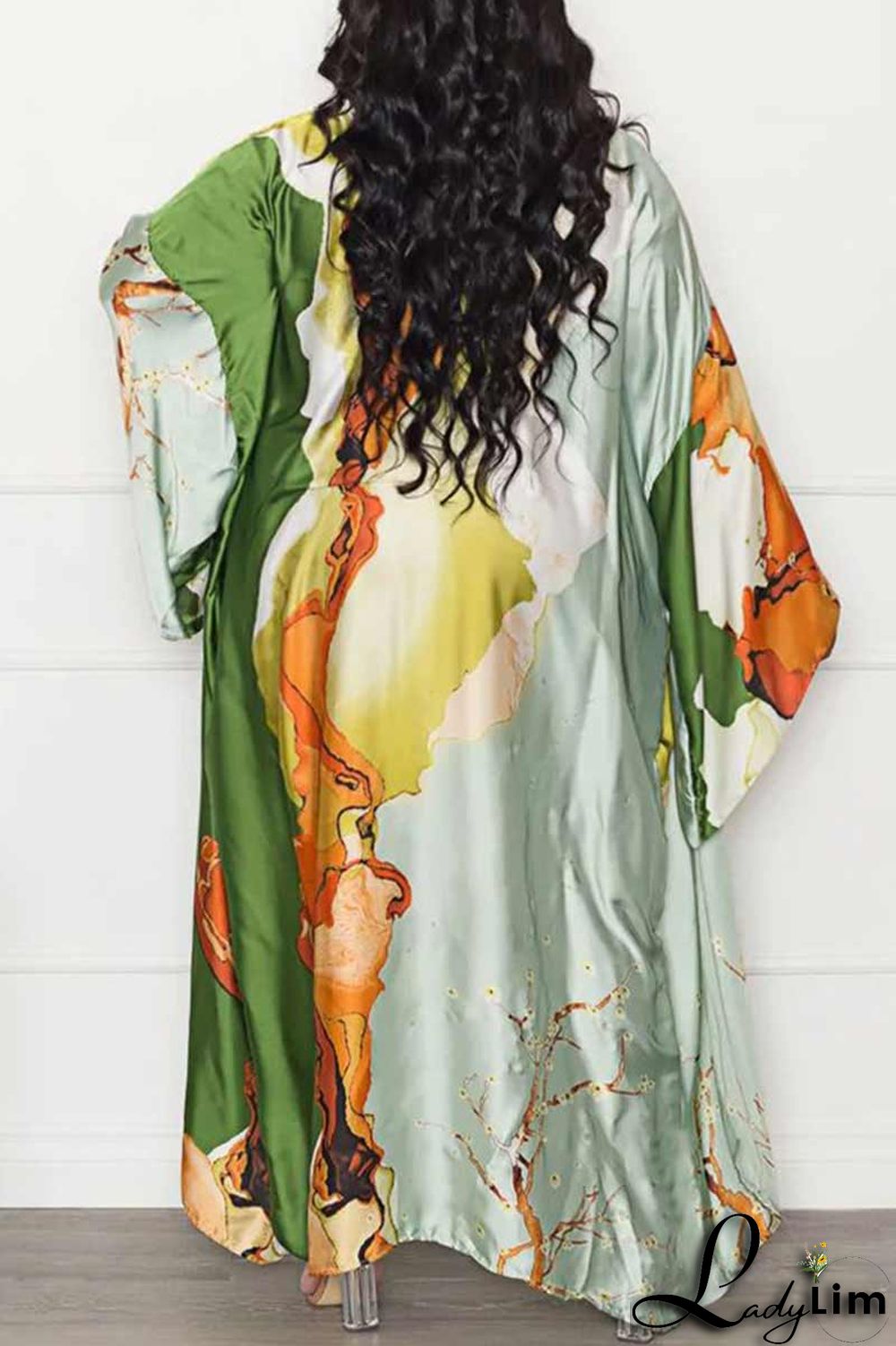 Yellow Fashion Casual Print Patchwork Outerwear(Without Belt)