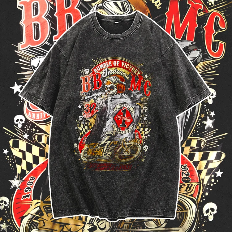 Davidhawaii100% Cotton Casual Mens Trendy Biker Street T-Shirt - 100% Cotton