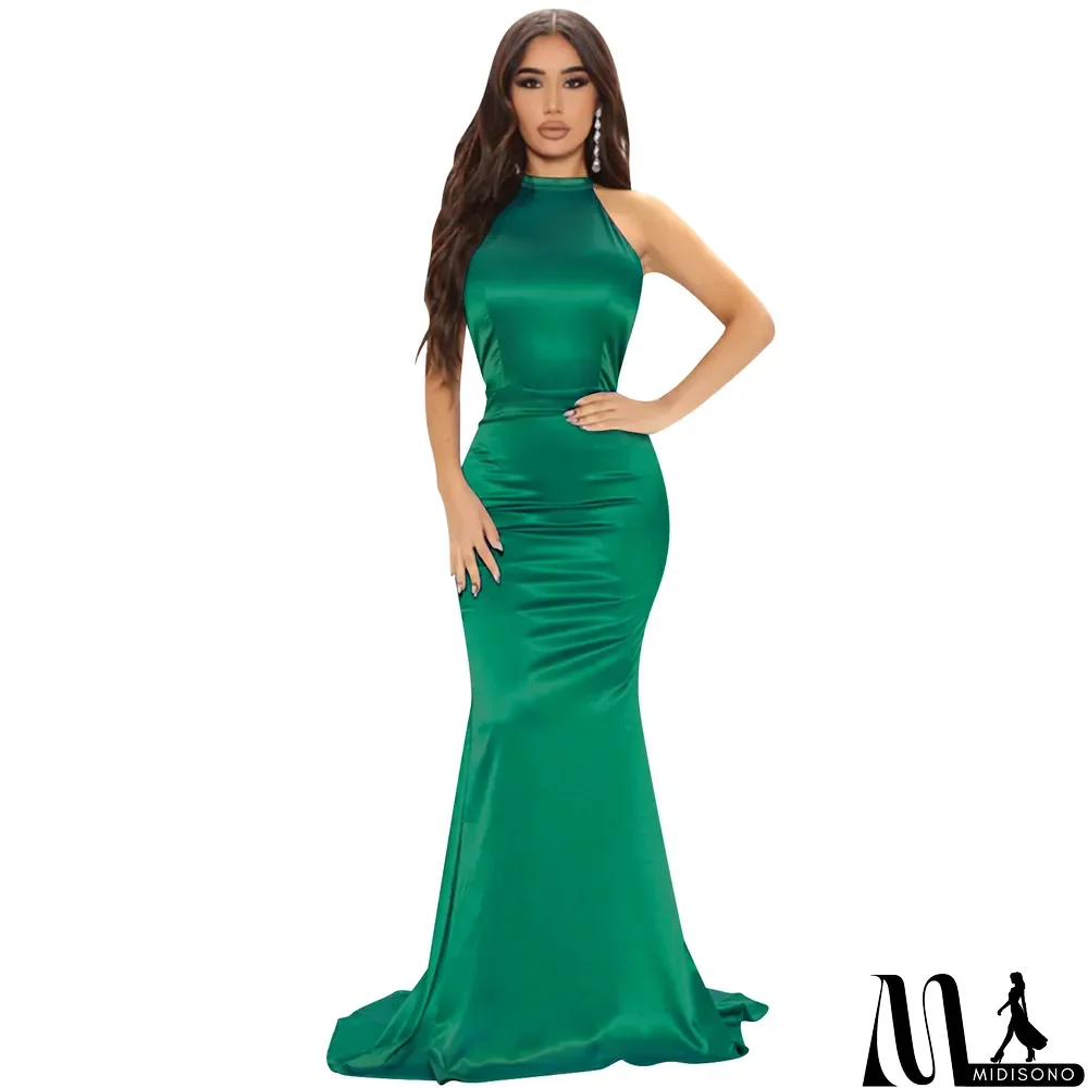 MidiSono - Fashion Solid Women's Round Neck Sleeveless Maxi Dress