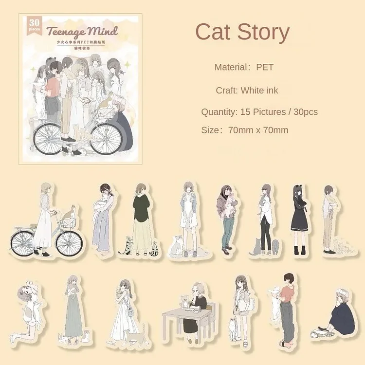 Journalsay 30 Cute Girls Clothing PET Stickers