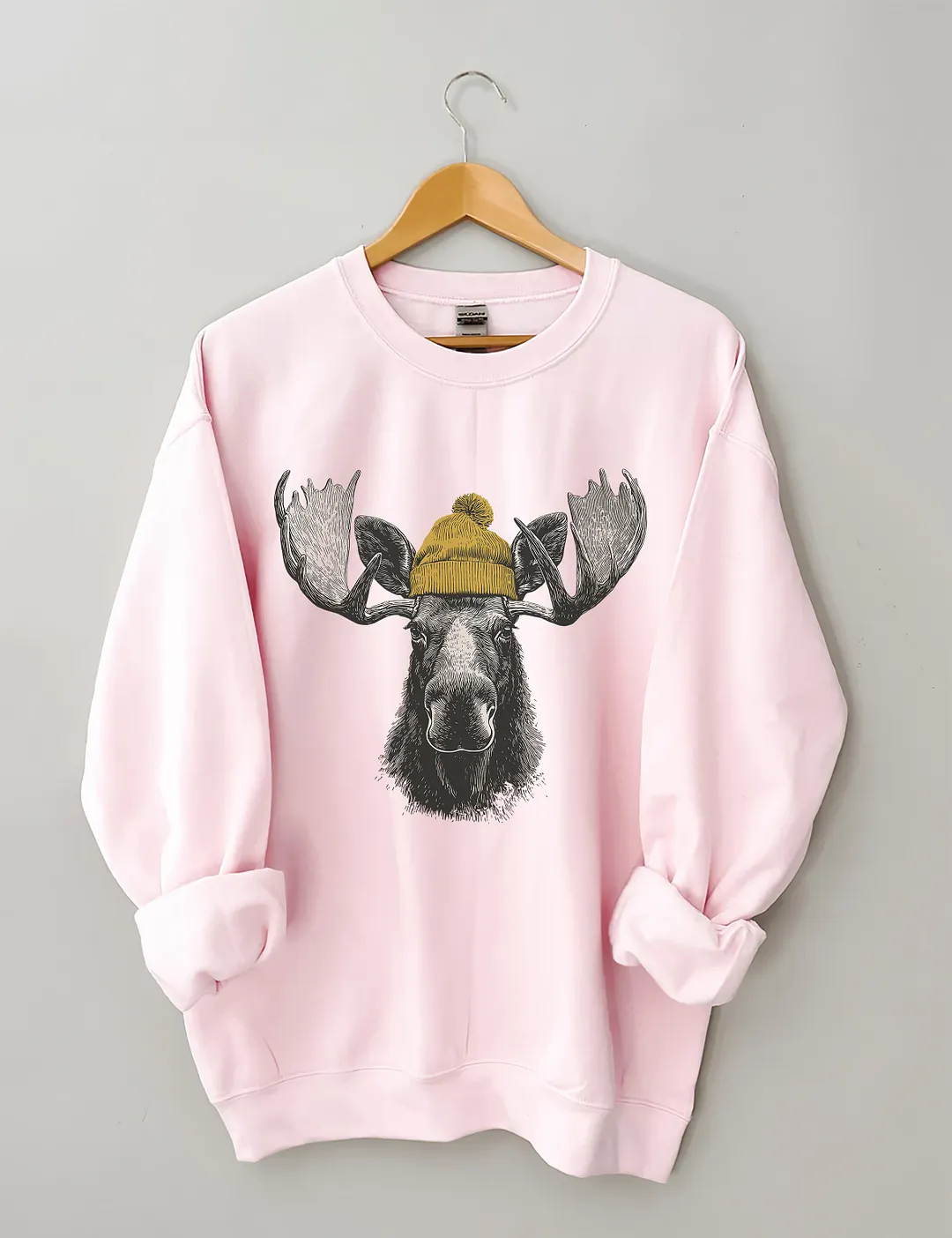Bull Moose Wearing Beanie Sweatshirt