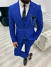 Lambrusco Blue Slim Fit Peak Lapel Striped Suit