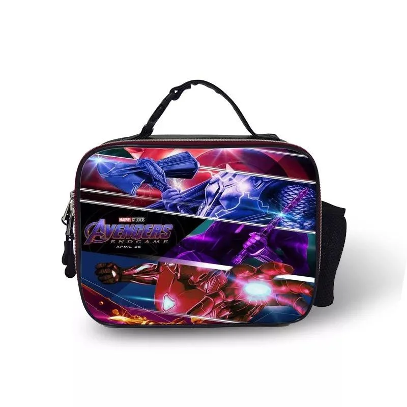 Buzzdaisy Avengers Endgame #14 PU Leather Portable Lunch Box School Tote Storage Picnic Bag
