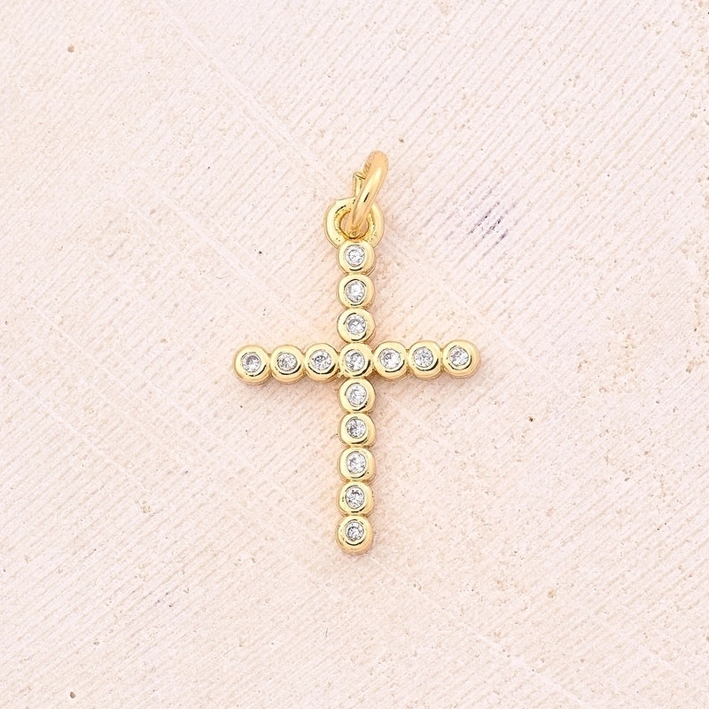 1 Pc/Package 18.5×12.5mm 19×12.5mm 35x20mm Hole 3~3.9mm 5x3mm 9x5mm Copper Shell Zircon 18K Gold Plated Cross Polished Jewelry Accessories Pendant