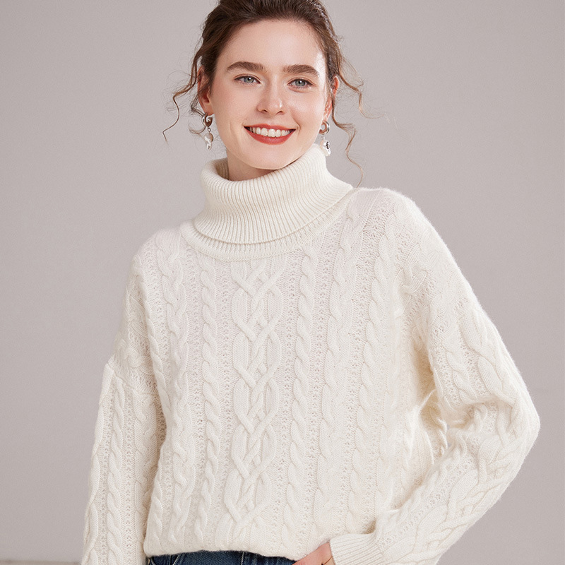 Pull en cachemire et laine chaud et facile pour femme- SOIE PLUS