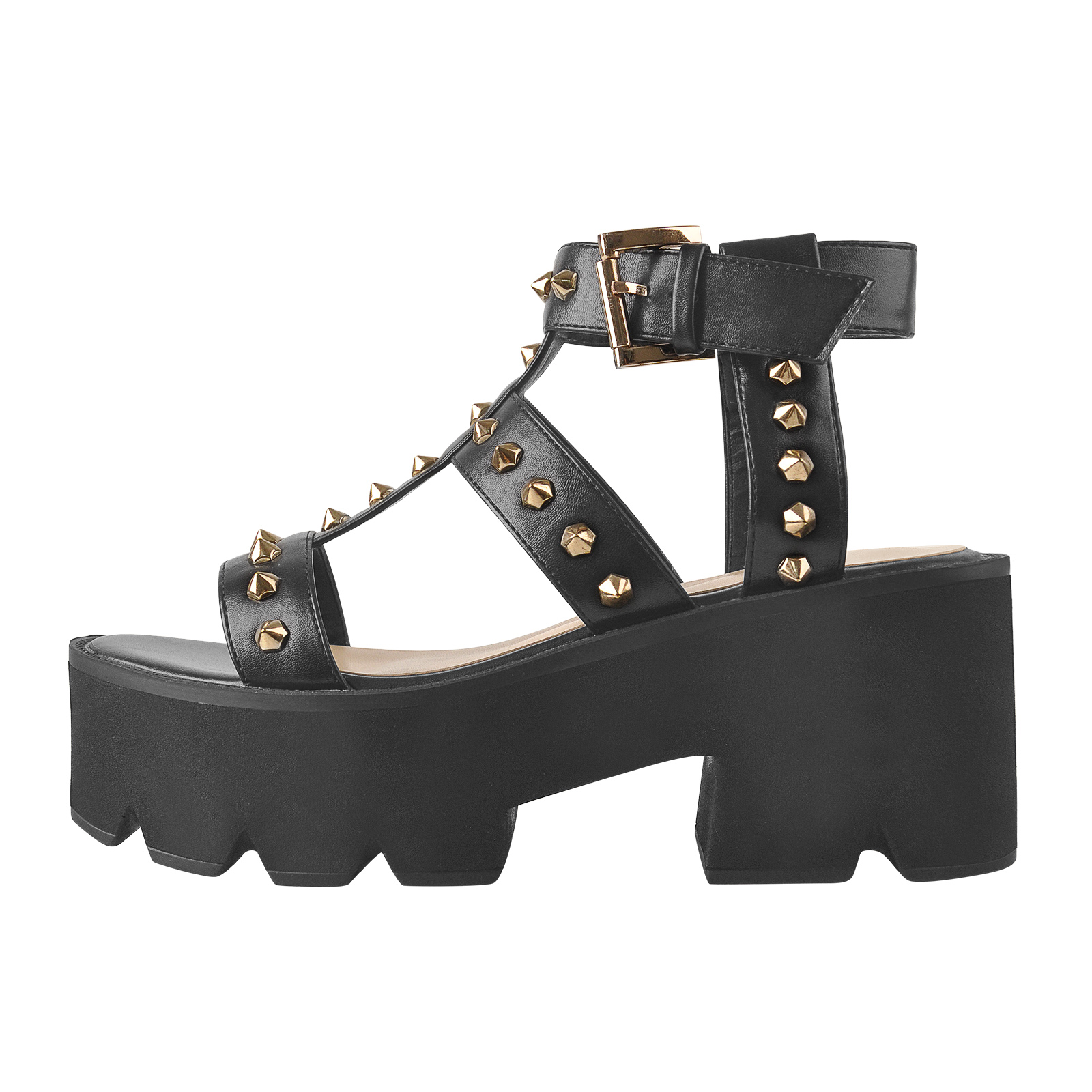 Gold Rivet Gladiator Platform Sandals