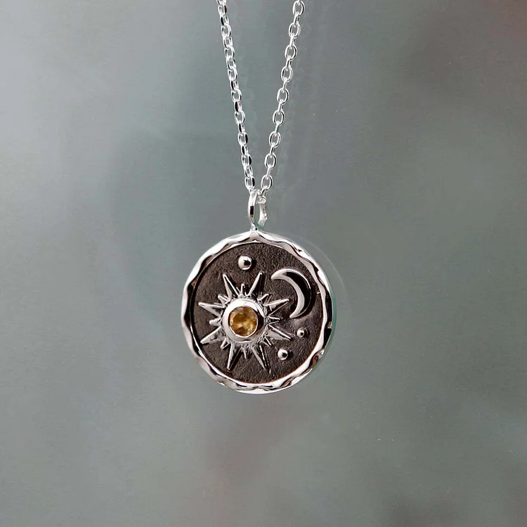 Vintage Crystal Sun Totem Moon Pendant Necklace Women Girl Goth Charm Coin Disc Choker Chain Necklaces Jewelry Femme collar