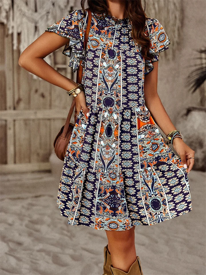 Bohemian Vacation Dresses Spring and Summer A-line Dress-Hoverseek