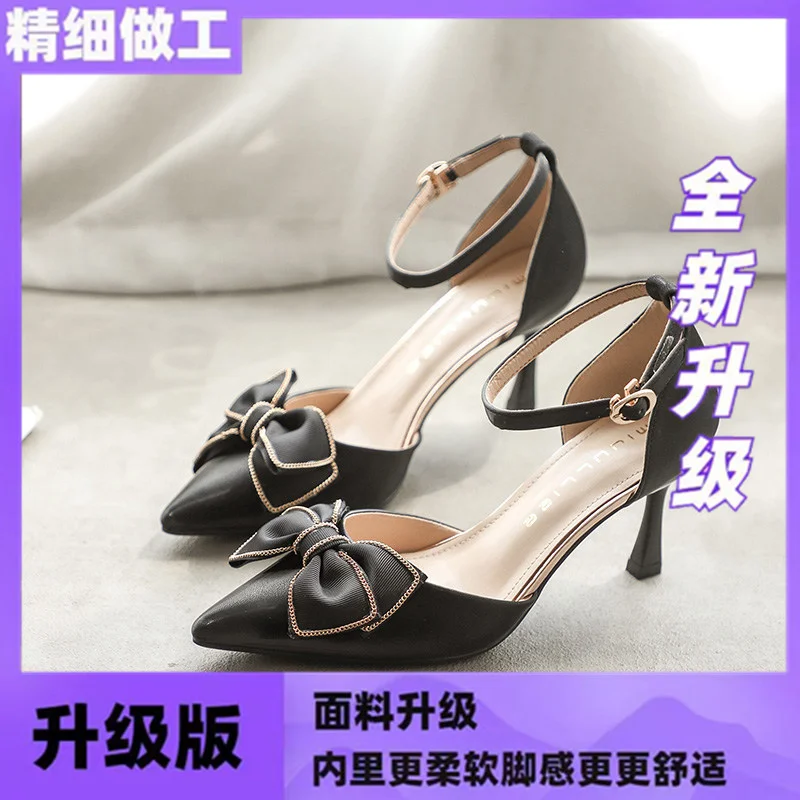 Breakj Breakj Bridesmaid Shoes Summer 2025 New Famous Temperament High Heels Fine Heel Sweet Bow Bow Head Sandals Woman