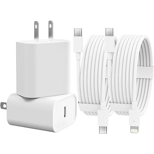 iPhone Charger [MFi Certified] 2 Pack 20W USB C Fast Wall Charger Adapter with 6 FT USB-C to C Cable and USB-C to Lightning Cable for iPhone 15 14 13 12 11 Pro Max XR XS, iPad, Galaxy, AirPods
