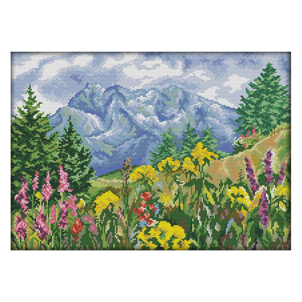 

Far mountain - 14CT Stamped Cross Stitch - 46*34cm, 501 Original