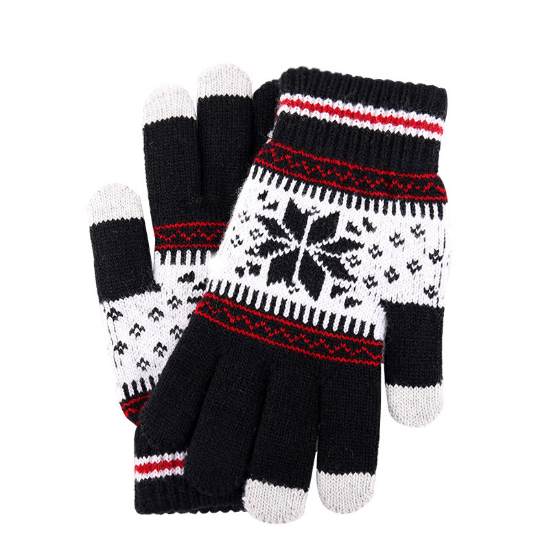 Christmas Snowflake Touch Screen Warm Knitted Wool Gloves