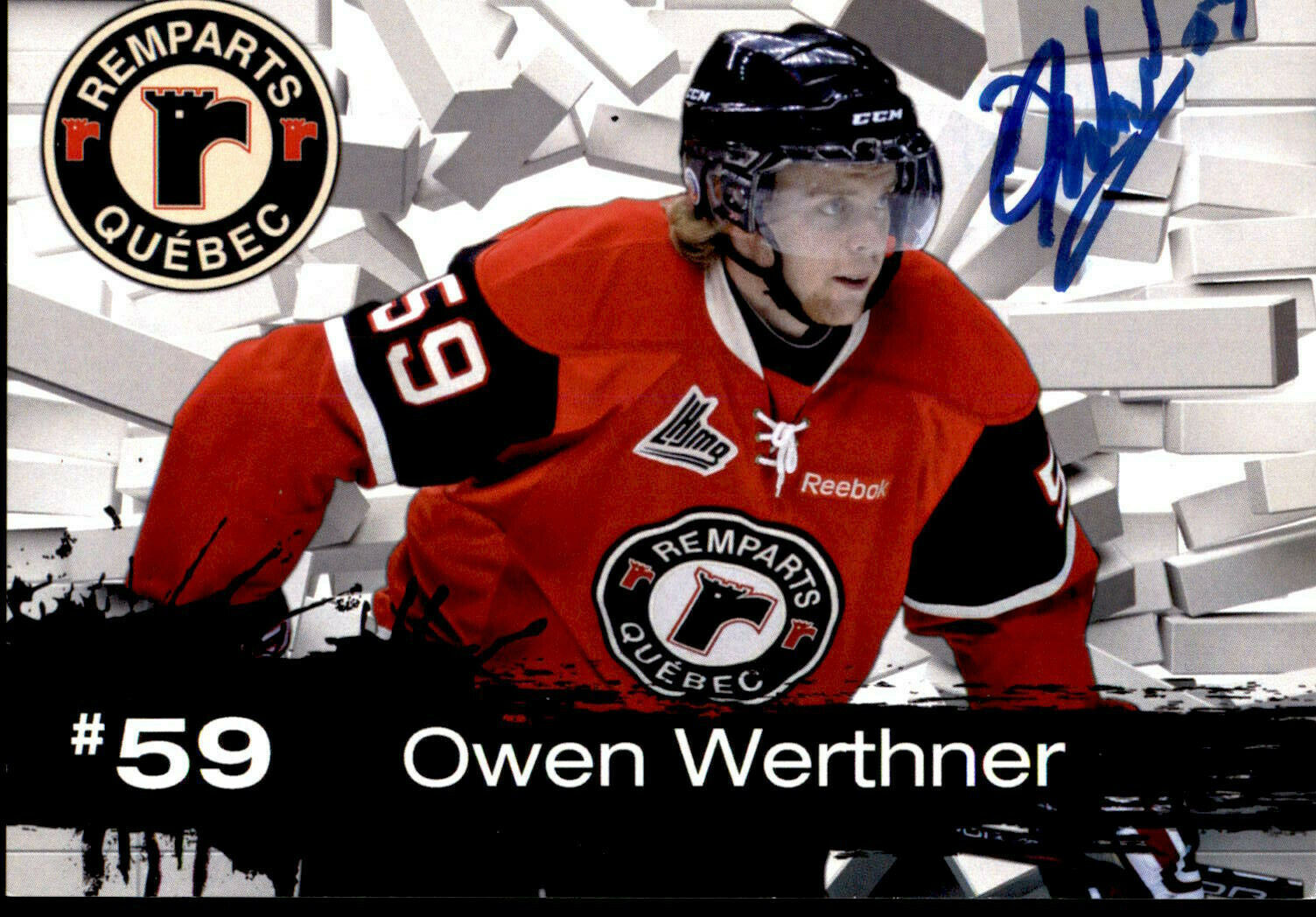 Owen Werthner SIGNED autographed 3.5 x 5 TEAM ISSUED Photo Poster painting QUEBEC REMPARTS