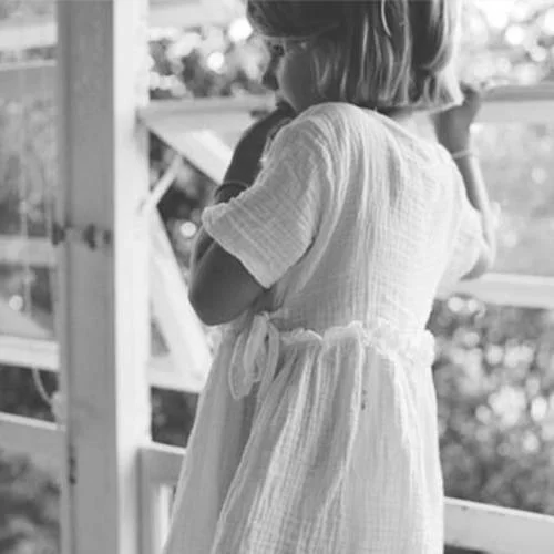 2021 New Summer Toddler Princess Dress Kids Cotton Causal Dress Ruffles Pure Color Baby Girl Clothing Korean Japan Style