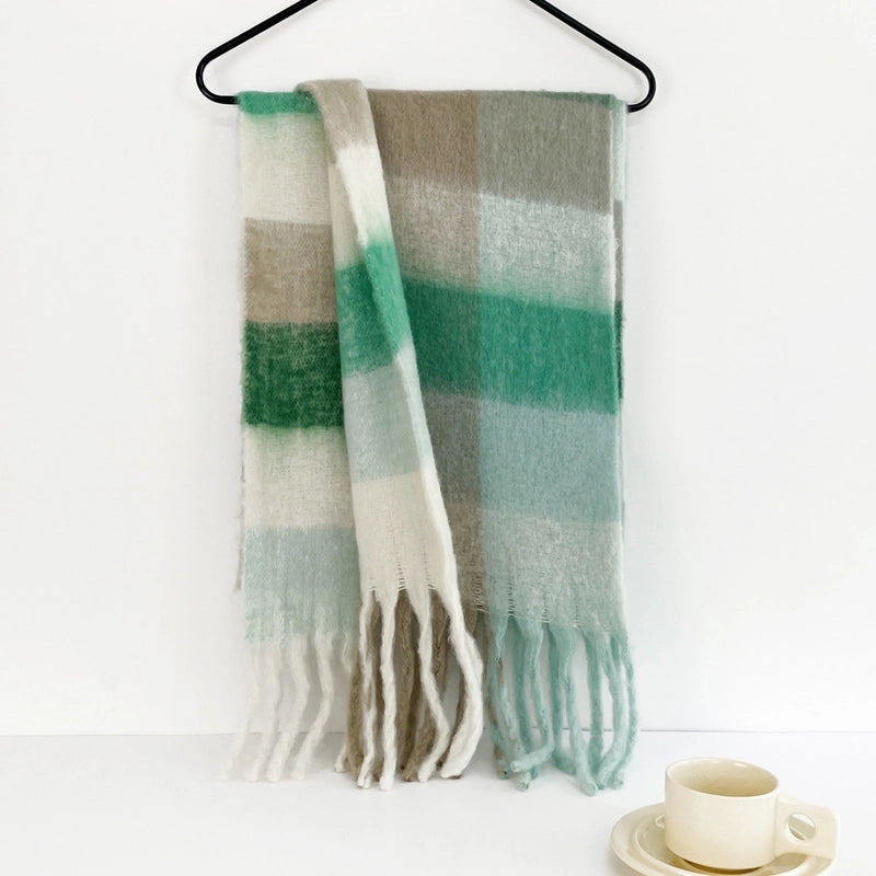 Women’s Casual Lattice Imitation Cashmere Tassel Scarf