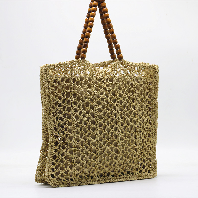 Mature Ladies Hollow-out Handbag Beach Woven Bag Summer Fashion Straw Bag