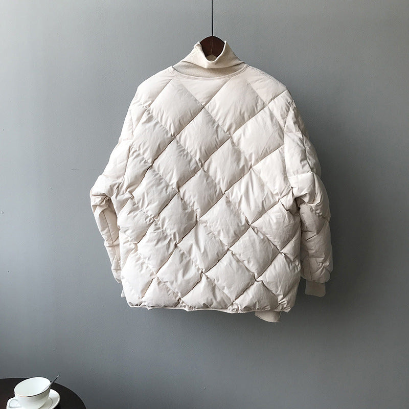 Women Long Sleeve V-neck Solid Color Puffer Coats