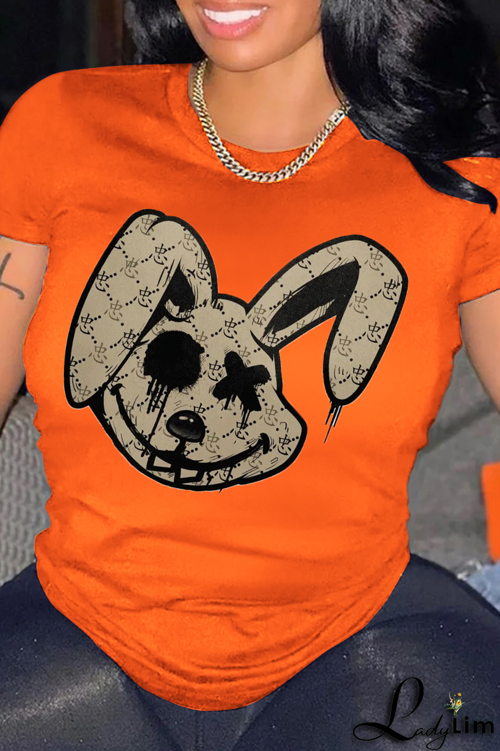 Black Casual Street Print Patchwork O Neck T-Shirts