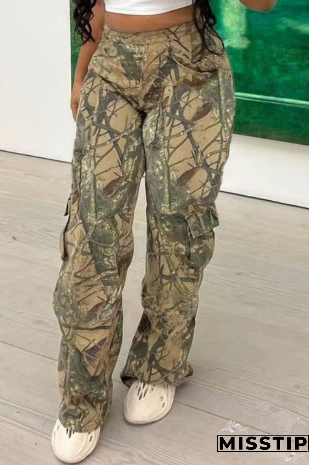 Multicolor Casual Print Patchwork Regular High Waist Conventional Full Print Trousers
