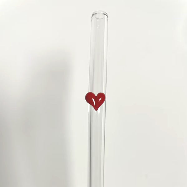 Maneifurui™ Heart Reusable Glass Drinking Straw