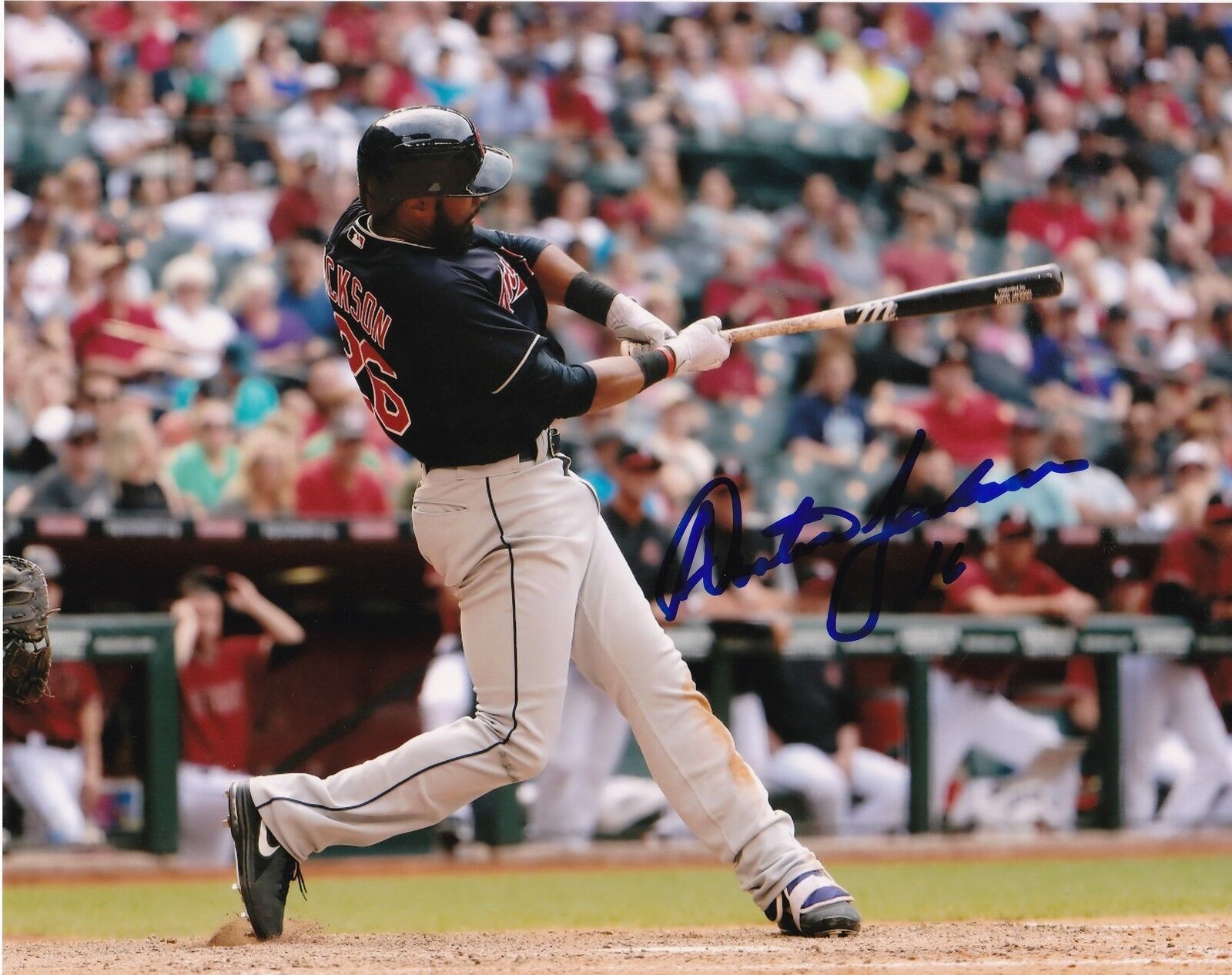 AUSTIN JACKSON CLEVELAND INDIANS ACTION SIGNED 8x10